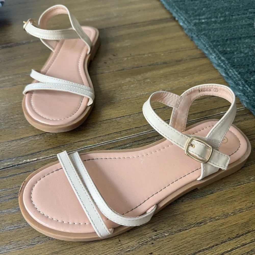 Pandaninja cream strappy sandals